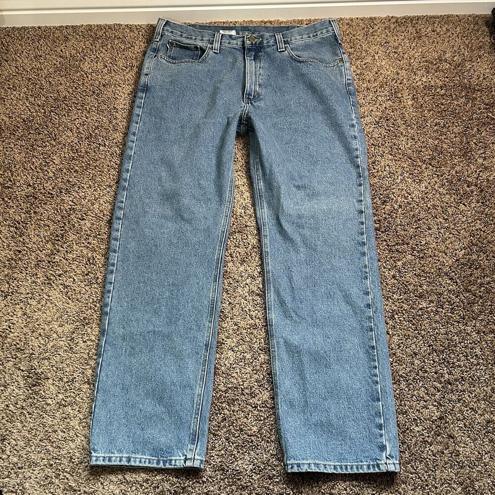 Carhartt B480 LVB Mens Medium Blue Wash Traditional Fit Denim Jeans Size 38x32